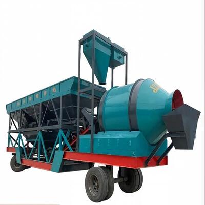 Thiết bị nhà máy xi măng Trạm trộn bê tông di động dạng tang trống Trạm trộn bê tông di động cho công trình xây dựng