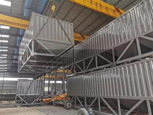 Thiết bị nhà máy xi măng Silo xi măng ngang có nhiều cổng xả, Bồn chứa xi măng cho máy móc khai thác